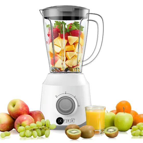 AFRA Blender, 400W, White, Stainless Steel Blade, 1.5L, 2 Speed Controls, Pulse Function, G-MARK, ESMA, ROHS, and CB Certified, 2 years Warranty.