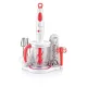 AFRA Japan Hand Blender Set, 700W, Stainless Steel Shaft, Quad Blade System, White/Red, 2 Years Warranty.