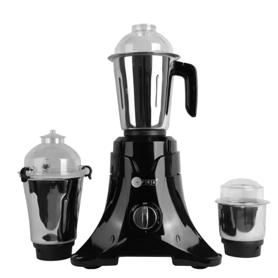 AFRA Heavy-Duty Mixer Grinder, 3 in 1, Black Gloss Finish, Stainless Steel Jars & Blades, Total Jar Capacity 2900ml, 750W, 18000 RPM Motor, ESMA, RoHS, and CB Certified, AF-7500BLBK, 2 Years Warranty