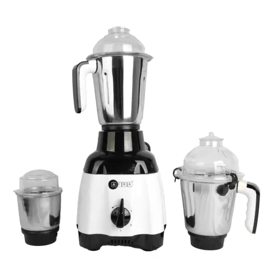 AFRA Heavy-Duty Mixer Grinder, 3 IN 1, White Gloss Finish, Stainless Steel Jars & Blades, Total Jar Capacity 2900ml, 750W, 18000 RPM Motor, ESMA, RoHS, and CB Certified, AF-7500BLWH, 2 Years Warranty