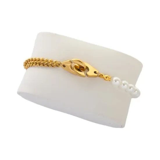 AFRA PEARLET GOLD STAINLESS STEEL BRACELET