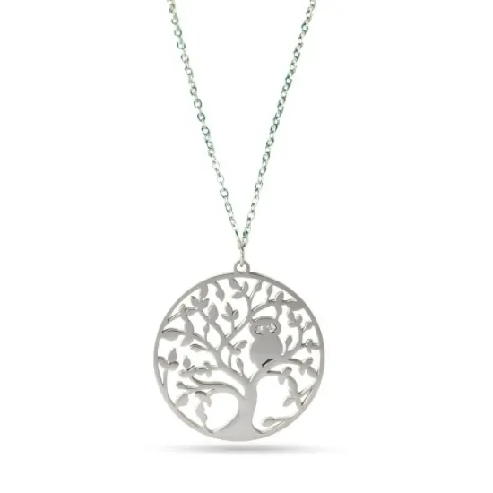 AFRA TREE SILVER STAINLESS STEEL NECKLACE