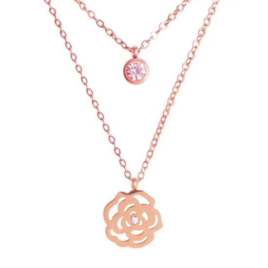 AFRA ROSETTE ROSEGOLD STAINLESS STEEL NECKLACE