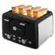 AFRA Japan Electric Breakfast Toaster, 1600W, 4 Slots, Removable Crumb Tray, Matte Black Finish, Browning, Reheat, Defrost, G-Mark, ESMA, RoHS, CB, 2 years warranty