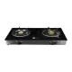 AFRA Two Burner Gas Stove, Compact Design, Ceramic Ignition, Tempered Glass Top, Easy-To-Clean, Stainless Steel Housing, G-MARK, ESMA, ROHS, and CB Certified, AF-0002GSBK 2 years warranty