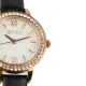 AFRA Ornate Lady’s Watch, Rose Gold Metal Alloy Case, Black Leather Strap, Water Resistant 30m