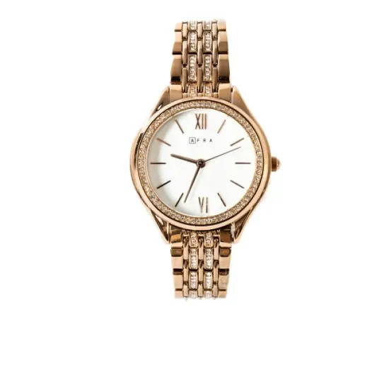 AFRA EDWINA LADIES WATCH ROSEGOLD CASE SILVER MOP DIAL ROSEGOLD BRACELET